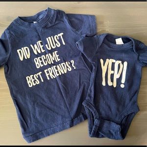 Child 2T and Baby NB sibling matching shirts